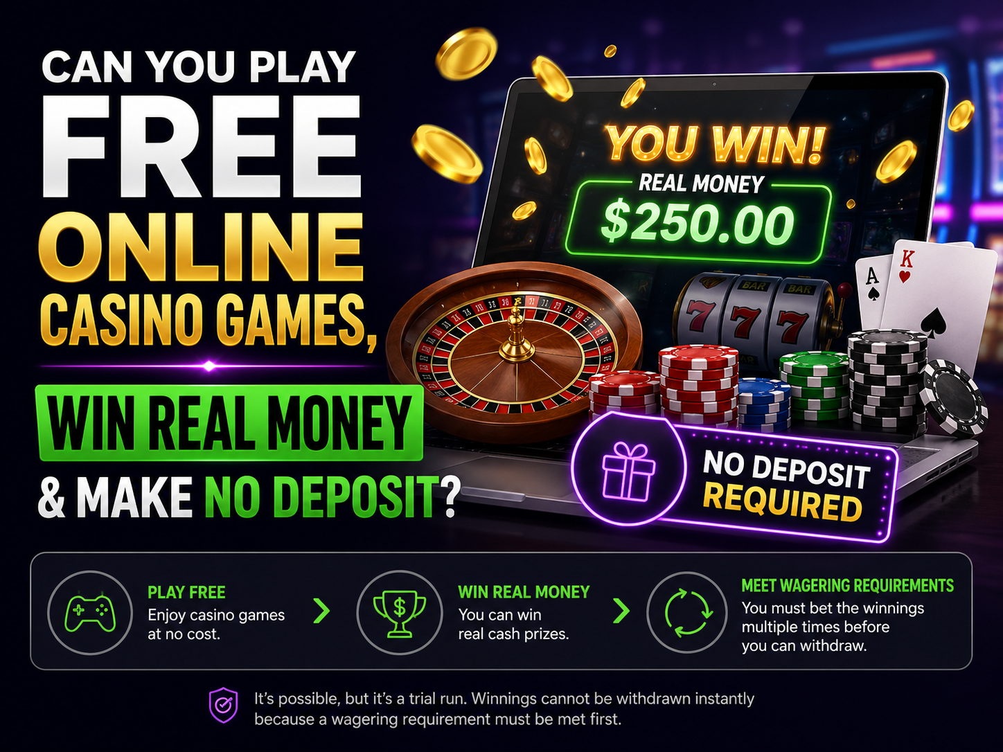 Can You Play Free Online Casino Games, Win Real Money & Make No Deposit?