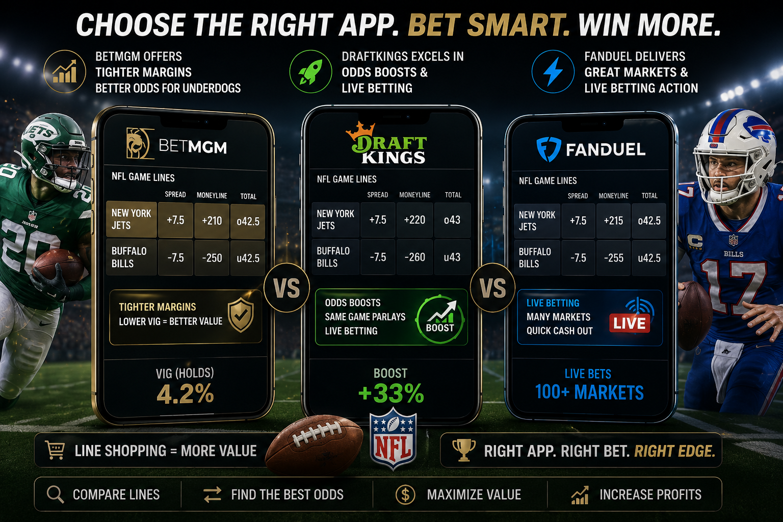 DraftKings vs FanDuel vs BetMGM: Which App Has the Best NFL Odds?