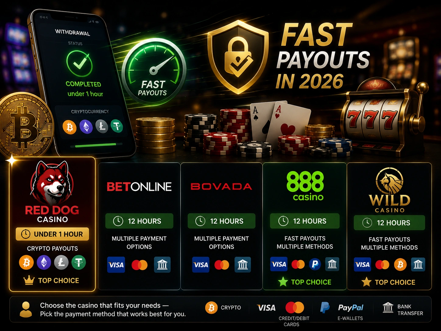 The 5 Fastest Payout Online Casinos for US Players (2026)